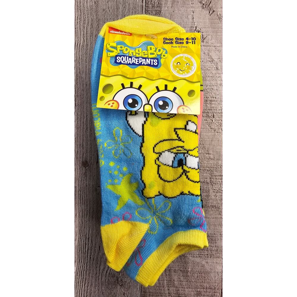 6 Pair Nickelodeon SpongeBob SquarePants Ankle Socks Size 4 - 10